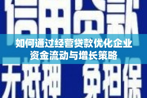 麟游如何通过经营贷款优化企业资金流动与增长策略